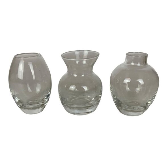 Set Of 3 Dansk Fiori Clear Glass Mini Vases For Flowers Fresh Herbs Original Box - Picture 2 of 4